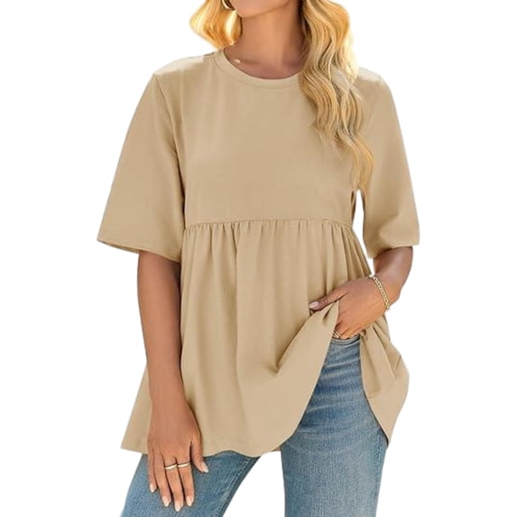 Women Summer T Shirt Short Sleeve Round Neck Casual Loose Top