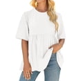 thumbnail image 1 of Women Summer T Shirt Short Sleeve Round Neck Casual Loose Top, 1 of 4
