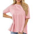 thumbnail image 1 of Women Summer T Shirt Short Sleeve Round Neck Casual Loose Top, 1 of 4
