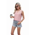 thumbnail image 1 of Women Summer Tank Top Eyelet Embroidery 2025 Vacation Sleeveless V Neck Loose Fit Shirt Spring Fashion Casual Clothes Pink S, 1 of 9
