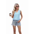 thumbnail image 1 of Women Summer Tank Top Eyelet Embroidery 2025 Vacation Sleeveless V Neck Loose Fit Shirt Spring Fashion Casual Clothes Sky Blue S, 1 of 9
