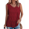 thumbnail image 1 of Women Summer Tank Top Trendy V Neck Crochet Sleeveless Shirts Sweater Vest Red L, 1 of 8