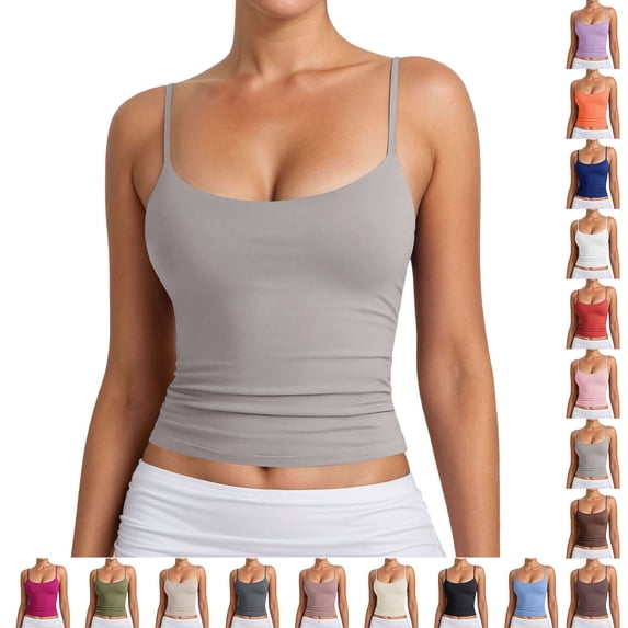 Women Summer Tank Tops Adjustable Spaghetti Strap Going out Tops Braless Tank Tops Womens Workout Tops, Size XS-2XL