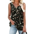 thumbnail image 1 of Women Summer Tank Tops Sleeveless Loose Fit Henley Button Down to Wear with Leggings Casual Pleated Blouse Color XL, 1 of 7