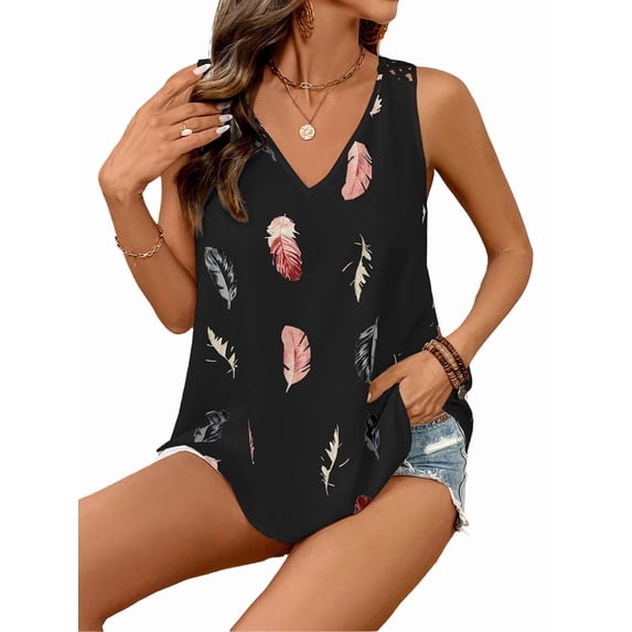 Women Summer Tank Tops Tanks V Neck Sleeveless T Shirts Black XL