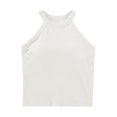 thumbnail image 1 of Women Summer Tank Tops with Built in Bras Sleeveless Racerback Casual Ribbed Shirts High Neck Slim Fitted Crop Shirts, 1 of 4