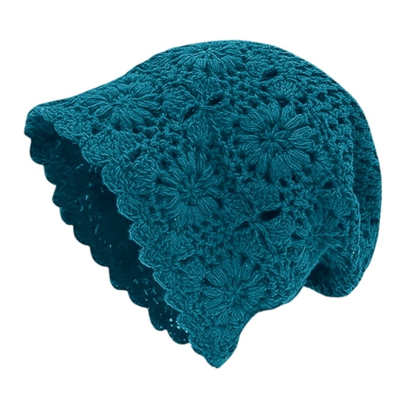 Women Summer Thin Hollow‑Out Knit Beanie Vintage Lace Slouchy Hat Breathable Sun‑Protection Cap Casual All‑Match Head‑Accessory