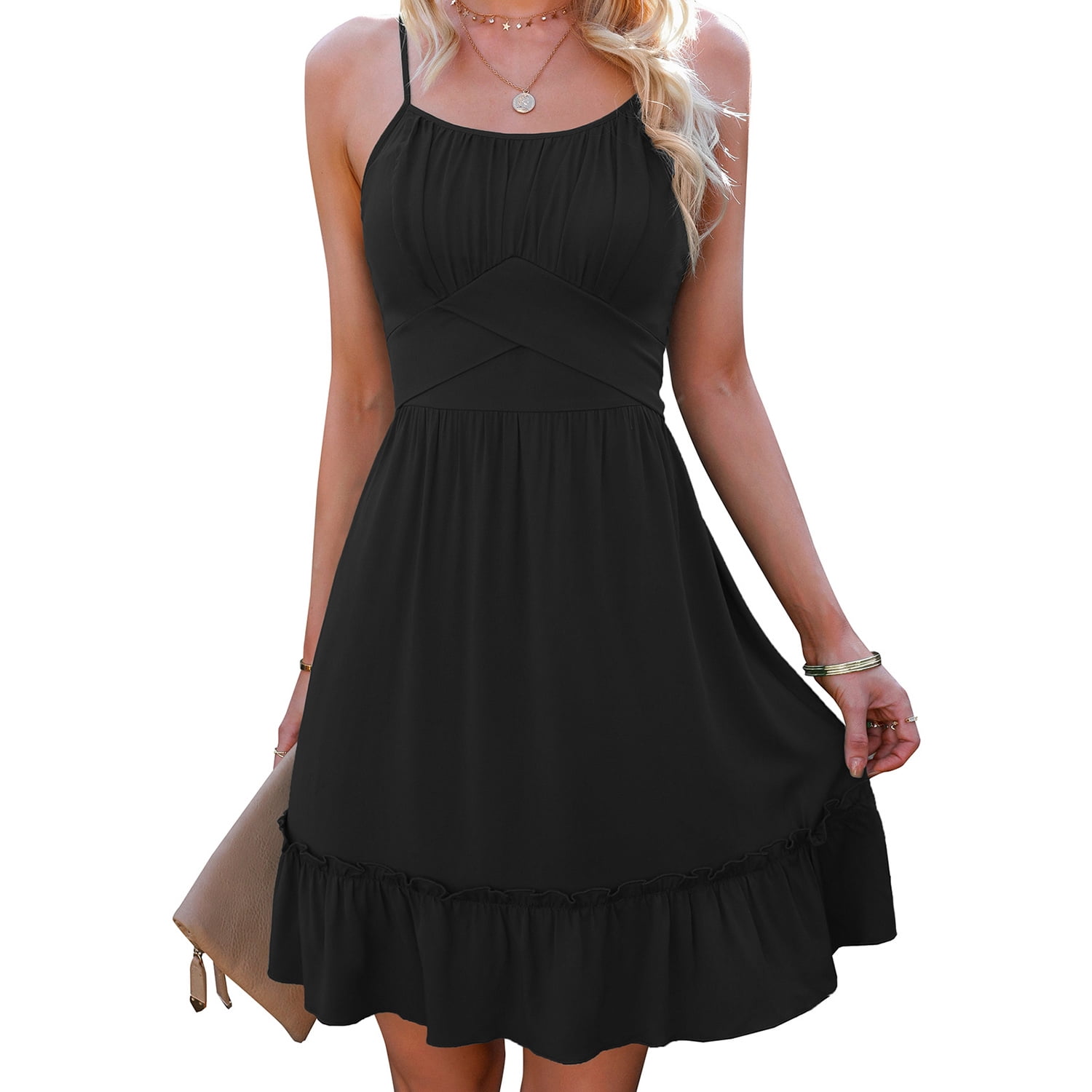 Black thin hotsell strap midi dress