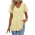 thumbnail image 1 of Women Summer Top Casual V Neck T Shirts for Women Casual Short Sleeve Tops for Women Summer Tops for Women 2025 Trendy Womens Tops Clearance, 1 of 9