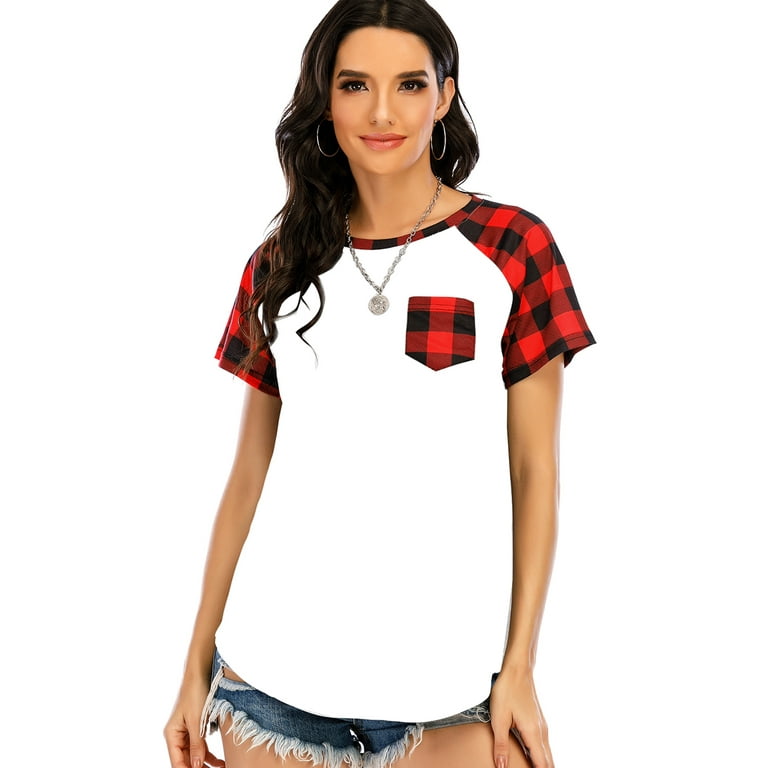 Jersey Plaid Top With Pocket Jersey Plaid Top With Pocket