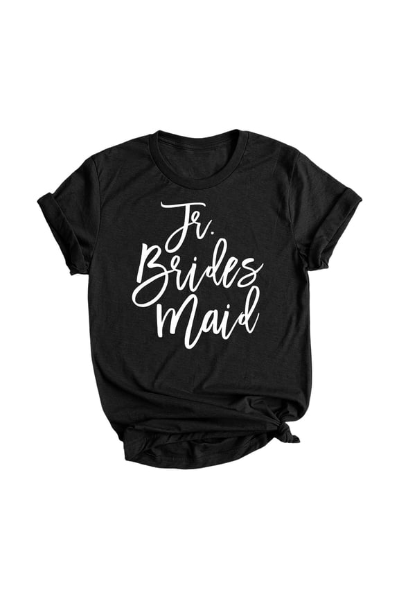 Women Summer Tops Bridal Party Shirt Bridal Wedding Party Print T Shirt plus Size Women Cute Shirts for Short Top Woman Short Sleeve Silk Blouse Sheer Lace Blouse Girls plus Womens Tee Black S