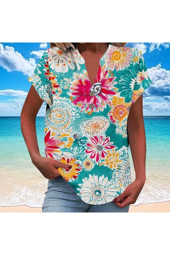 Women Summer Tops Short Sleeve Tshirts Shirts for Women Loose Fit Womens T Shirts Casual Floral Blouses for Women Dressy Oversized Tee Shirts Pack