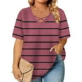 thumbnail image 1 of Women Summer Tops Woman Short Sleeve Tops Womens Summer Tops with Sleeves Striped Shirt Women Cropped Oversized Tops for Women Trendy, 1 of 6