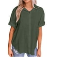 thumbnail image 1 of Women Summer Tops Women's Short Sleeve Tops Cotton Tshirts Shirts for Women Cotton Plain Tees Plus Size Shirt, 1 of 7