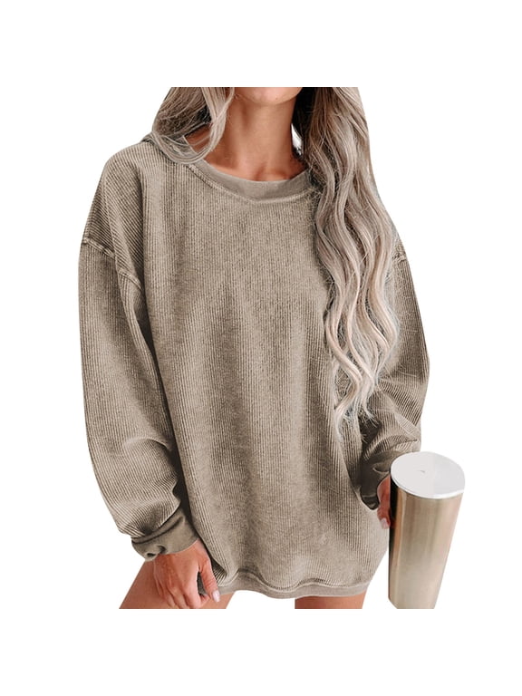 Women Summer Tops European And Casual Style Oversize Solid Color Threaded Knitted Long Sleeved Sweatshirt For Women Violet Top Dressy Tops And Blouses Top 3xl Satin Print Juniors Slim Fit 1 Khaki 2XL