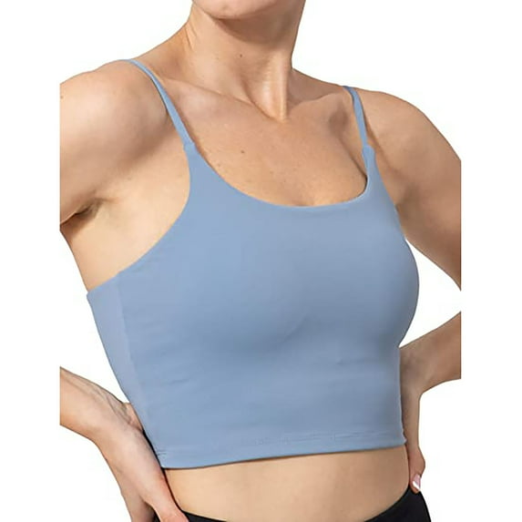 Women Summer Tops Fashion Women Sleeveless Casual Vest Ladies Chest pad movement Short Tank Tops with 6 Body Top Camisole with Bra Sequin Top Dip Runaways Boy Girl Sock Cardigan Set Blue 2XL