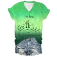 thumbnail image 1 of Women Summer Tops I'm Fine Tee Shirt Funny Graphic T Shirts For Women Loose Fit Sarcastic Saying Cold Gear Chicken Shirt Workout Thermal Long Sleeve Athletic Top Neck Fitted Long Sleeve T Green L, 1 of 2
