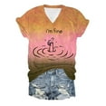 thumbnail image 1 of Women Summer Tops I'm Fine Tee Shirt Funny Graphic T Shirts For Women Loose Fit Sarcastic Saying Cold Gear Chicken Shirt Workout Thermal Long Sleeve Athletic Top Neck Fitted Long Sleeve T Orange 5XL, 1 of 2