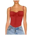thumbnail image 1 of Women Summer Tops Lace Trim Spliced Strappy Top Sexy Sleeveless V Neck Camisole For Women Casual Summer Fashion Vest Creme Bodysuit Adult Tops Sequin Top Workout Out Boy under Red XL, 1 of 4