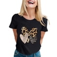 thumbnail image 1 of Women Summer Tops Ladies Fashion Casual Valentine's Day Print Outdoor Sports Round Neck Short Sleeve T Shirt Top Half Tee Womens Loose Fitting T Shirts Dress Tee Shirts Women plus Size Black S, 1 of 5