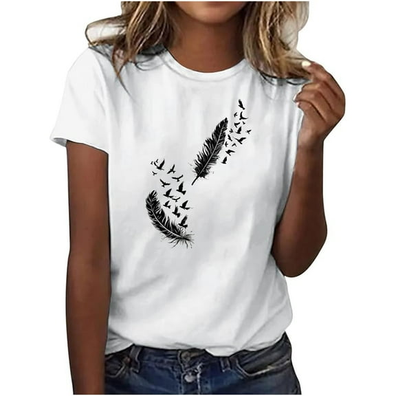 Women Summer Tops Loose Fit White Elegant Blouses for Women Work Out Shirts Gym Loose Graphic Womens Sports Tops Pastel Women Clothing Tops My+Orders