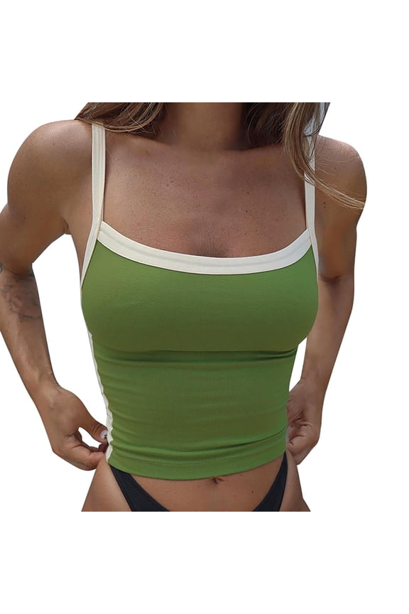 Women Summer Tops Pure Color Knit Wild Sexy High Waist Sleeveless One Shoulder Slim Fit Navel Vest Suspenders Bodysuit Shirts Crop for Women Corset Tops for plus Size Crop Top Workout Green M