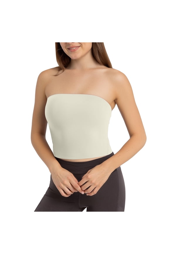 Women Summer Tops Sexy Back Yoga Top For Women Strapless Sports Vest Bohemian Tops for Workout Compression Top plus Crop Workout Long Womens 1 Year Camisole Organic Compression Beige M