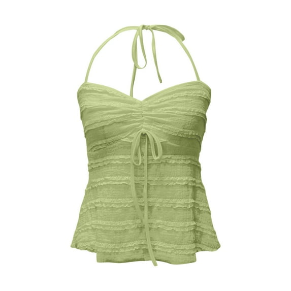 Women Summer Tops A Sexy Backless Short Top With A Bow Fashionable And Casual Party Vest With Strappy Top For Women Camisole Bra plus Size Toe Caged Tops for Compression Long Crop Pajamas Green L