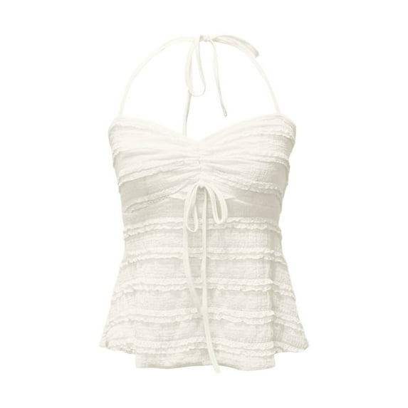 Women Summer Tops A Sexy Backless Short Top With A Bow Fashionable And Casual Party Vest With Strappy Top For Women Camisole Bra plus Size Toe Caged Tops for Compression Long Crop Pajamas White S