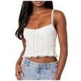 thumbnail image 1 of Women Summer Tops Sleeveless Crop Tank Top Women Sexy Low Square Neck Slim Fit Camisole Spaghetti Strap Going Out Casual Cleavage Top Blouse Business Business Casual Clothes And Gauge White M, 1 of 9