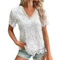 thumbnail image 1 of Women Summer Tops Summer Vest Loose Pleated Square Neck Short Sleeve Top Curved Hem Loose Large Size Women's Top Woman N Thermal V Neck Tops for Women Athletic T Shirts Long Sleeve Dressy White XL, 1 of 5