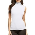 thumbnail image 1 of Women Summer Tops Top Tee Womens Fit Turtleneck Slim Blouse Shirt Sleeveless Solid Women's Blouse Camisole with Support Bra Glitter Girl Compression Tops for Women Top 3x Christmas Workout White 4XL, 1 of 6