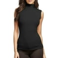 thumbnail image 1 of Women Summer Tops Top Tee Womens Fit Turtleneck Slim Blouse Shirt Sleeveless Solid Women's Blouse Camisole with Support Bra Glitter Girl Compression Tops for Women Top 3x Christmas Workout Black 3XL, 1 of 6