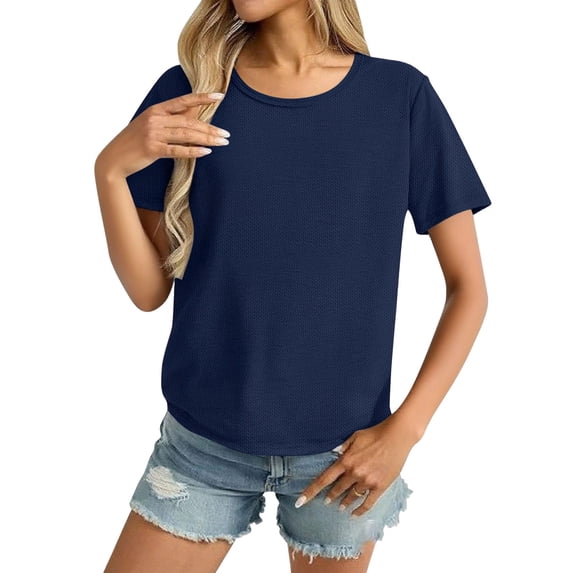 Women Summer Tops Trendy Button Down Shirts for Women Short Sleeve Generic Womens Tops Hide Belly