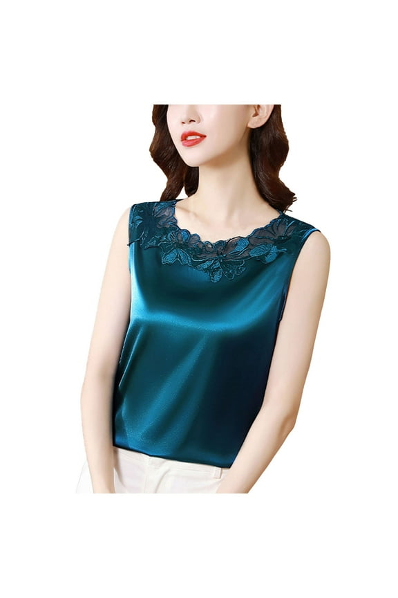 Women Summer Tops V Neck Net Yarn Short Sleeved T Shirt Women's New Summer Fashion Lace Undershirt Design Feeling Satin With A Coat Leather Corset Top Cardigan Tops Women Crop Too Camisole Blue L