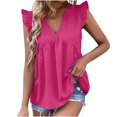 thumbnail image 1 of Women Summer Tops V Neck Summer Blouses for Women 2025 Boho Tshirts Shirts Graphic Funny Slim Fit Tees for Women Women Outfits Sets Tummy Control, 1 of 6