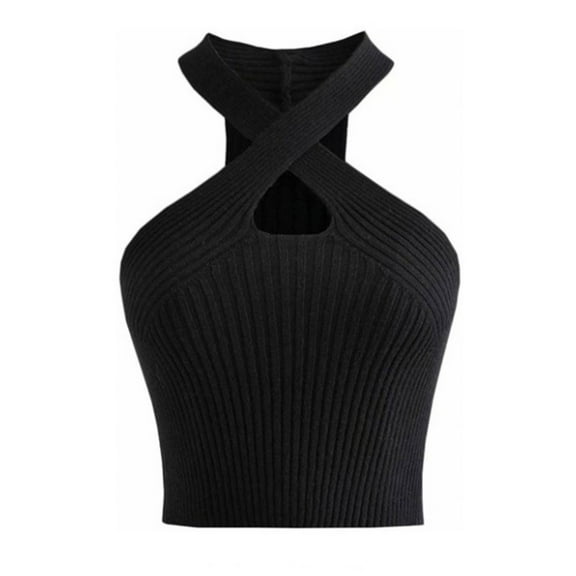 Women Summer Tops Vest Crop Top Women Tops Strappy Sexy Tank TopsFemale Knitted Off Shoulder Crop For Camisole with Shelf Bra Top Bodysuit V Neck Shirt Juniors Crops for Design Your Own Black One Size