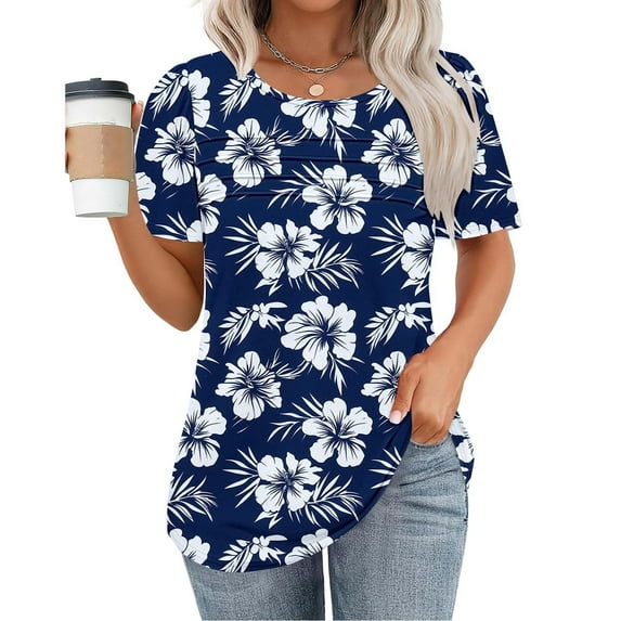 Women Summer Tops With Sleeves Tshirts Shirts Graphic Oversized Summer Clothes for Women 2025 Vacation Trendy