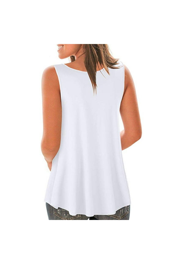 Women Summer Tops Women Casual Summer Sleeveless O Neck Vest Tank Shirt Tunic Blouse Tops Girl Size 1 Crack Girl Jelly Sandal Dark Tan Top Camisole for Compression Blank for Printing White 2XL