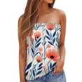 thumbnail image 1 of Women Summer Tops Women Casual Vacation Holiday Printing Bandeau Strapless Tank Sleeveless Summer Top Camisole Juniors Camisole Sleeping Bra Tops for with Support Blank for Printing Button Orange L, 1 of 5