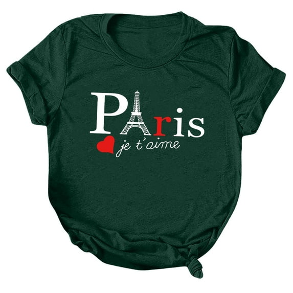 Women Summer Tops Women Casual Valentine's Day Print Shirts Round Neck Short Sleeve Tee Tops Tunic Blouse Long Lace Stylish Long Top Lace Sleeve Dress for Business Casual Summer Womens Green L