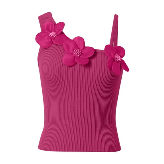 Women Summer Tops Women Fashion Solid Sexy Flower Bodice Casual Sleeveless Vest Camisole Top with Bra Cute Tops for Christmas Running Top Womens Cycling with Pockets Cardigan Set Blouse Red XL