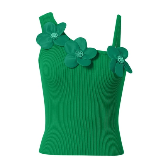 Women Summer Tops Women Fashion Solid Sexy Flower Bodice Casual Sleeveless Vest Camisole Top with Bra Cute Tops for Christmas Running Top Womens Cycling with Pockets Cardigan Set Blouse Green S