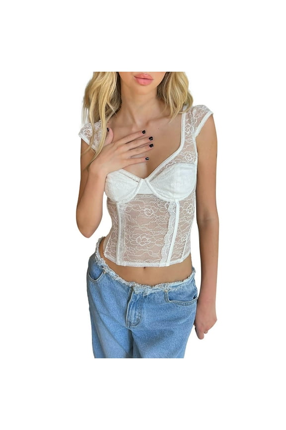 Women Summer Tops Women Lace Frill Camisole Sexy Strap Low Cut Tank Crop Top Shirt Streetwear Line Top Womens Checke Crop Workout Shirts Line Long Breastfeeding Tops for Girls White XL