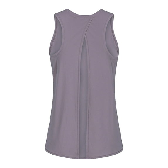 Women Summer Tops Women Open Back Workout Tops Tie Back Tank Yoga Clothes Dance Athletic Wear Muscle Gym Shirts For Long Top Womens for Business Dress Christmas Top Merry Fitness Purple M