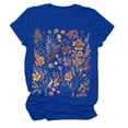 thumbnail image 1 of Women Summer Tops Women Print Short T Crew Neck Short Sleeve T Shirt Top Compression Workout Shirts plus Size Shirt Dresses Casual Womens Tops Long Sleeve Tunic V Neck Shirts Blue L, 1 of 4