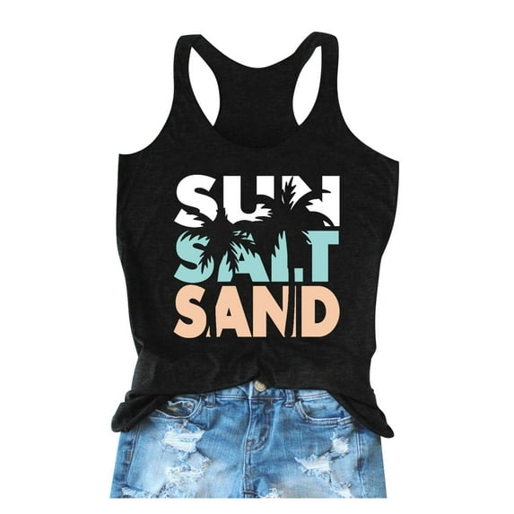 Women Summer Tops Women Racerback Tank Top Summer Casual Loose Fit Tops Camisole Workout Tanks Vacation Beach Shirts Cardigan Shorts Set Little Boy Blank Muscle Compression Long Deer for White M