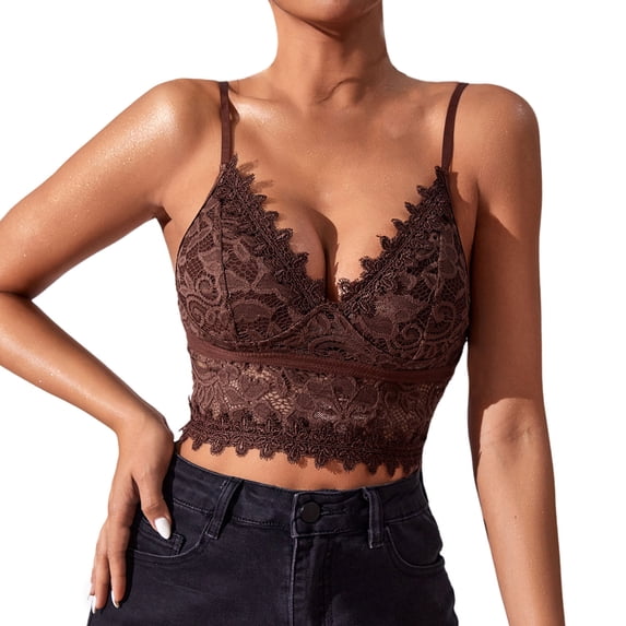 Women Summer Tops Women Sexy Clothes Rimless Bralette Push Up Sticky Bras Vest Sleeveless Backless Crop Top Club Vintage Bra Vest Workout Top Womens Camisole with Support Bra Warm College Brown M