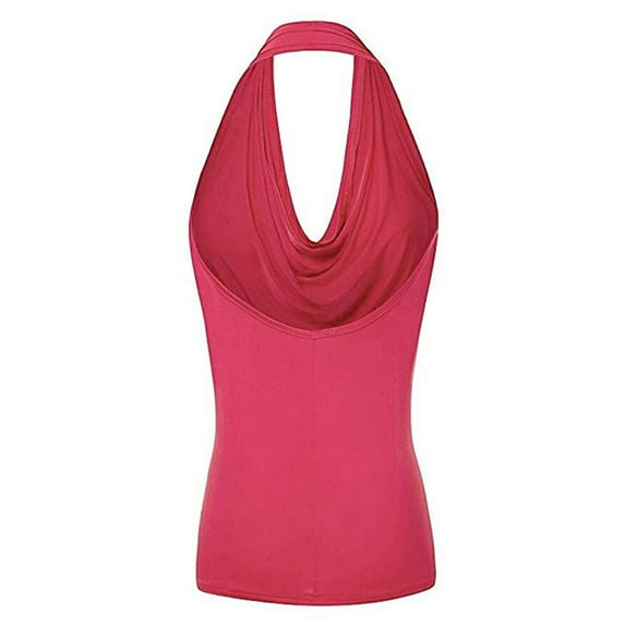 Women Summer Tops Women Sexy Drape Cowl Neck Tank Blouse Backless Sleeveless Vest Tops Cute Back for Camisole for plus Size 2x under Cardigan Shirt Crop Sports Top Pack Crop Swim Hot Pink L