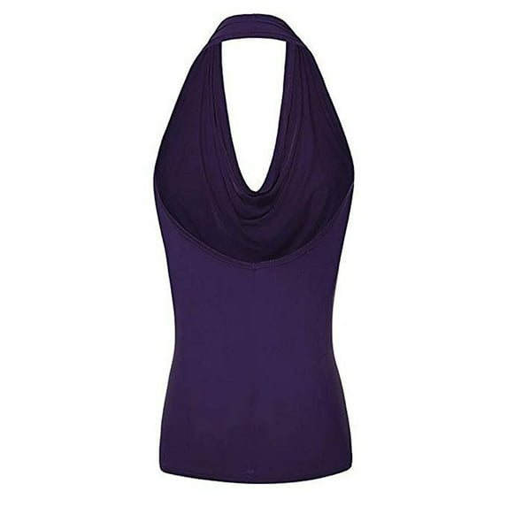 Women Summer Tops Women Sexy Drape Cowl Neck Tank Blouse Backless Sleeveless Vest Tops Cute Back for Camisole for plus Size 2x under Cardigan Shirt Crop Sports Top Pack Crop Swim Purple XL